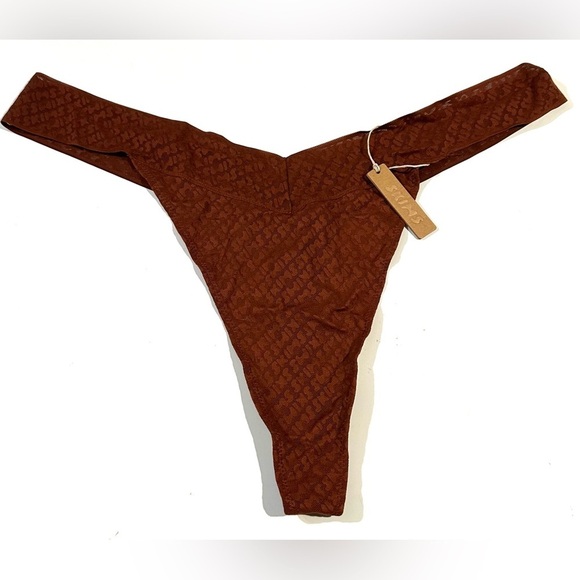 SKIMS Other - SKIMS Kim Kardashian Skims Logo Mesh Thong Panty Saffron Rust Womens Plus Sz 4X
